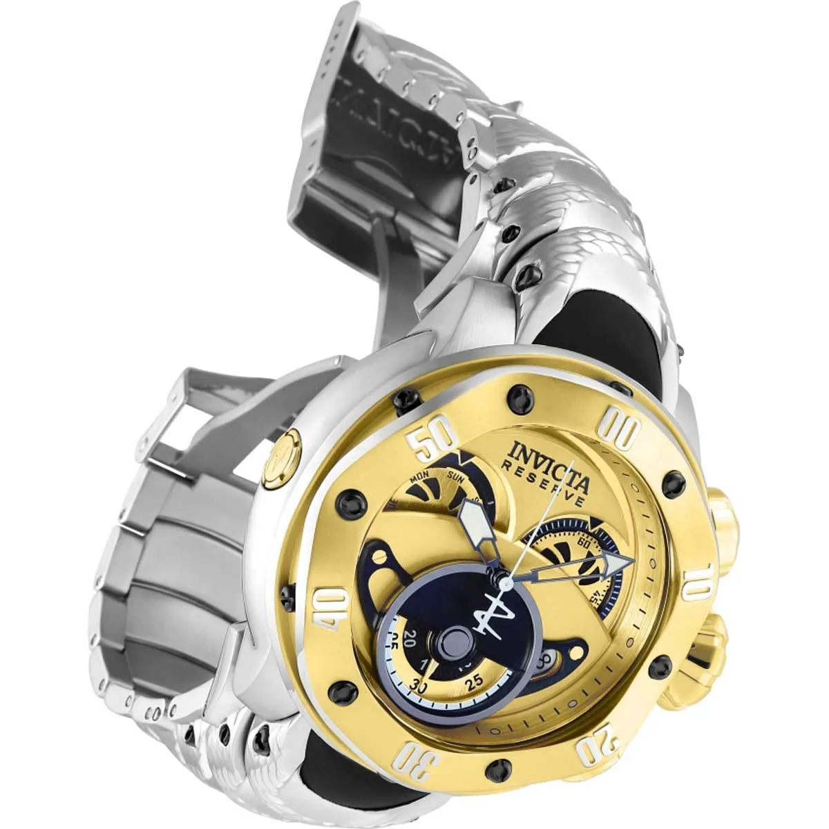 Invicta Men's Quartz Watch - Reserve Chronograph Black and Gold dial Bracelet | 33371