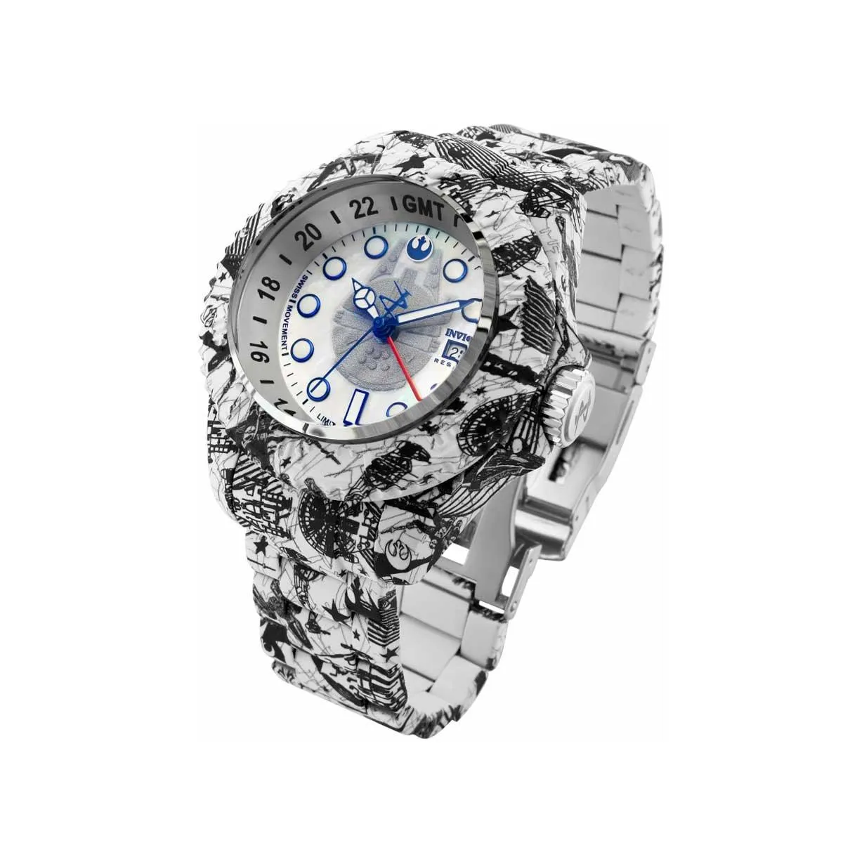 Invicta Men's Quartz Watch - Star Wars Rebel Alliance MOP Dial Aqua Bracelet | 33309