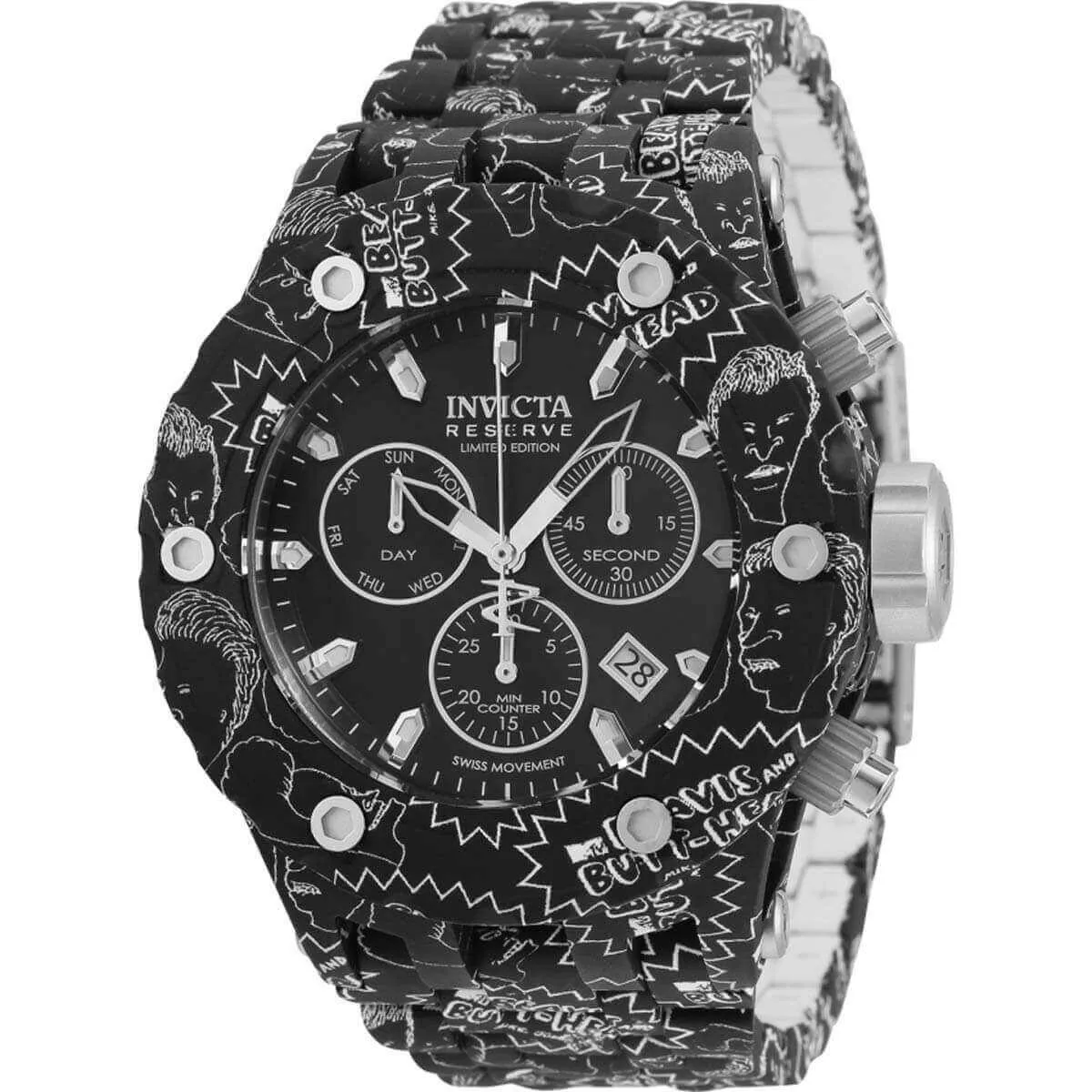 Invicta Men's Watch - Beavis & Butthead Chronograph Black Dial SS Bracelet | 34664