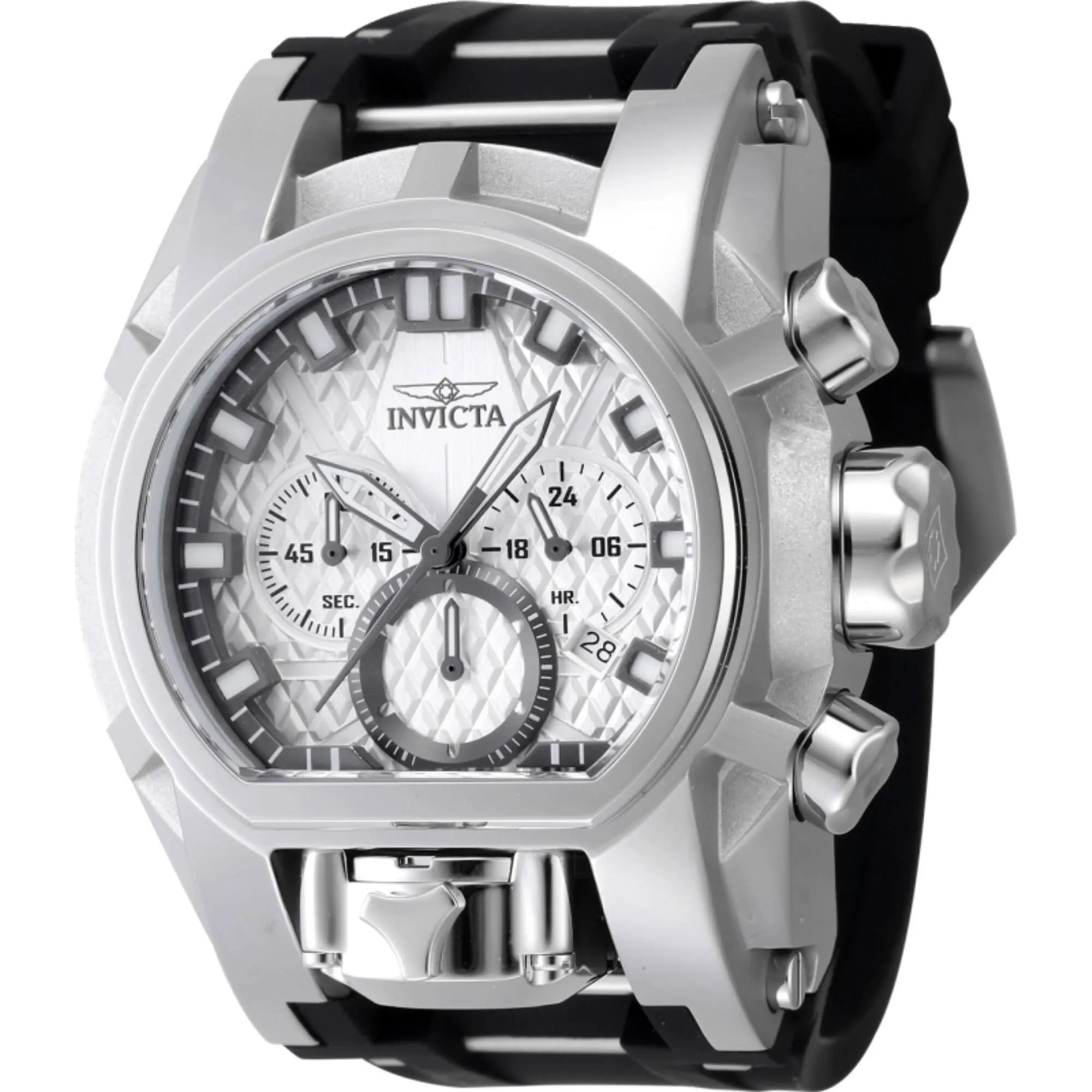 Invicta Men's Watch - Bolt Zeus Magnum Quartz Chrono Silver and Black Strap | 47531