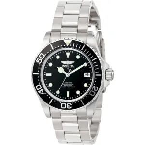 Invicta Men's Watch - Pro Diver Automatic Black Dial Silver Steel Bracelet | 8926OB