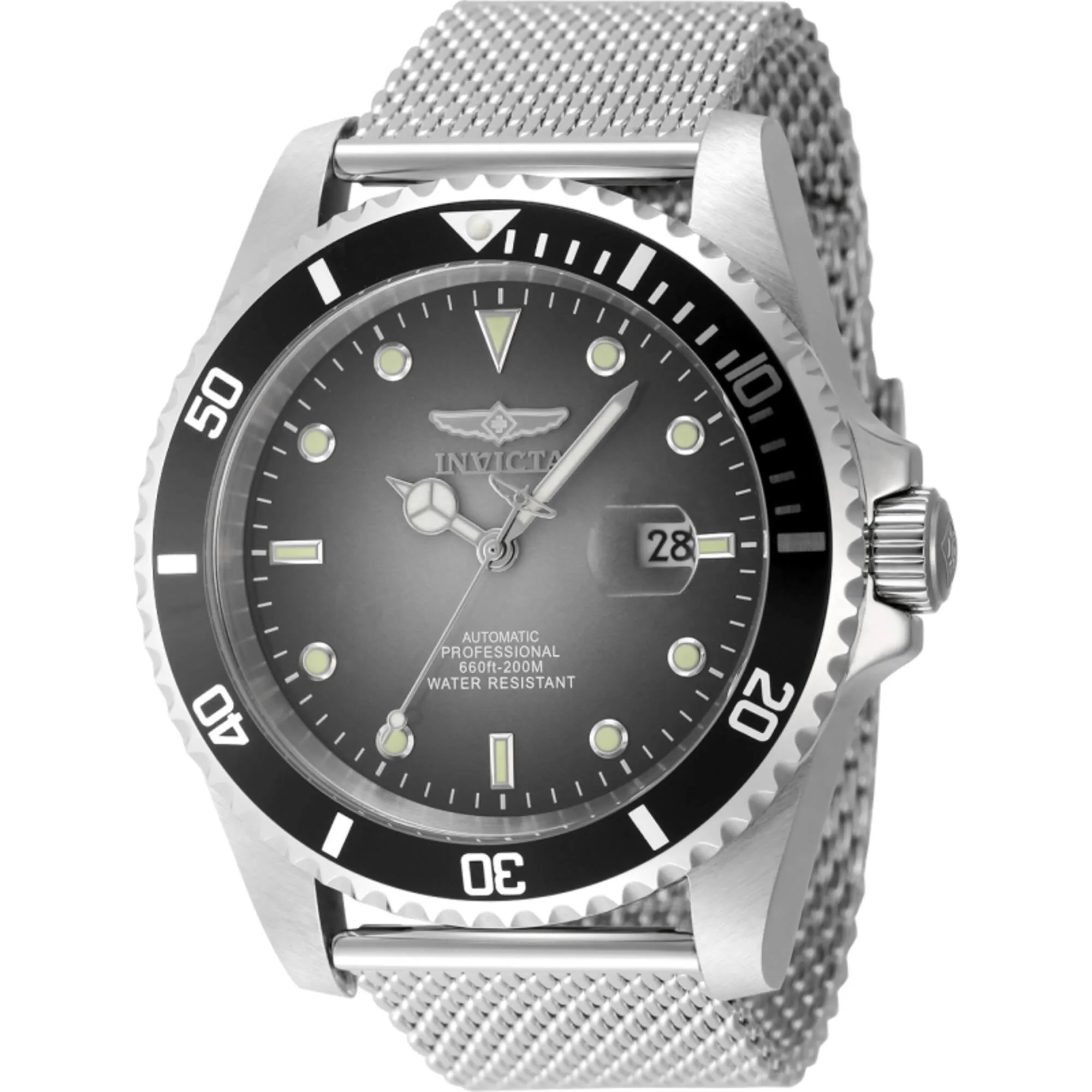 Invicta Men's Watch - Pro Diver Automatic Grey Dial Silver Tone Mesh Bracelet | 48629