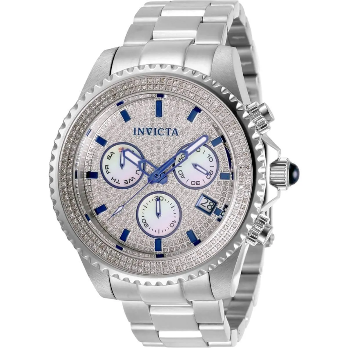 Invicta Men's Watch - Pro Diver Diamond Pave MOP Dial Silver Tone Bracelet | 31990