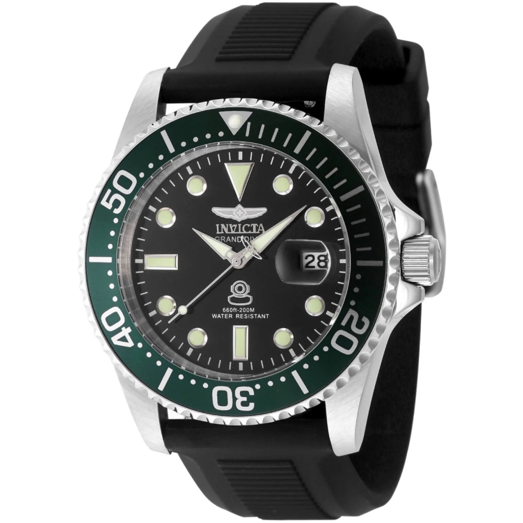 Invicta Men's Watch - Pro Diver Quartz Black Dial Silver Steel Bracelet Dive | 48214