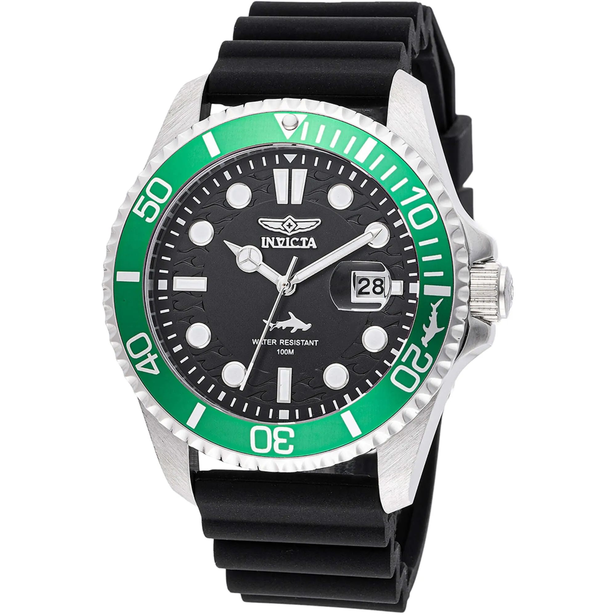 Invicta Men's Watch - Pro Diver Quartz Silver Tone Case Black Silicone Strap | 47166