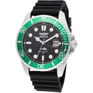 Invicta Men's Watch - Pro Diver Quartz Silver Tone Case Black Silicone Strap | 47166