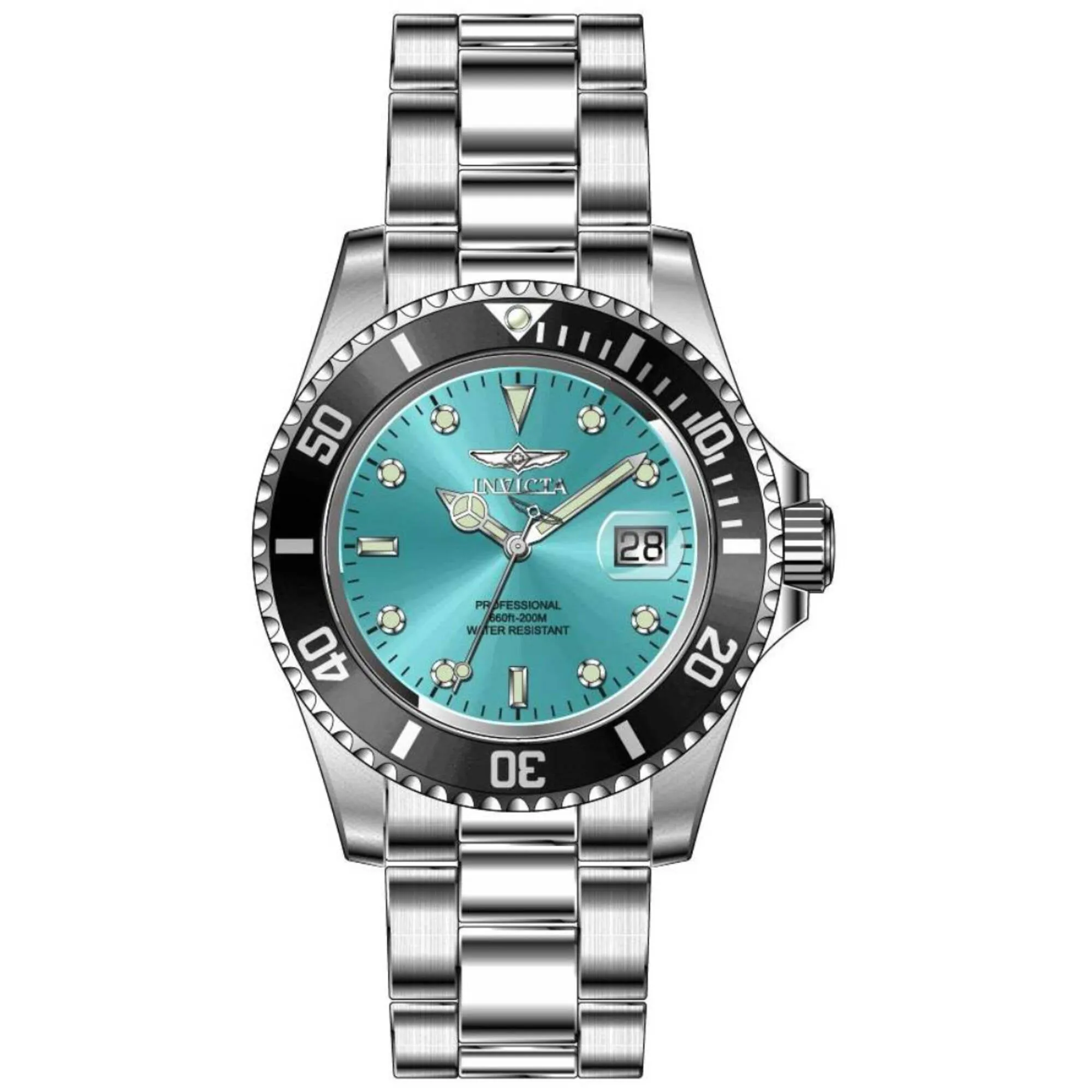 Invicta Men's Watch - Pro Diver Quartz Turquoise Dial Black Rotating Bezel | 47356