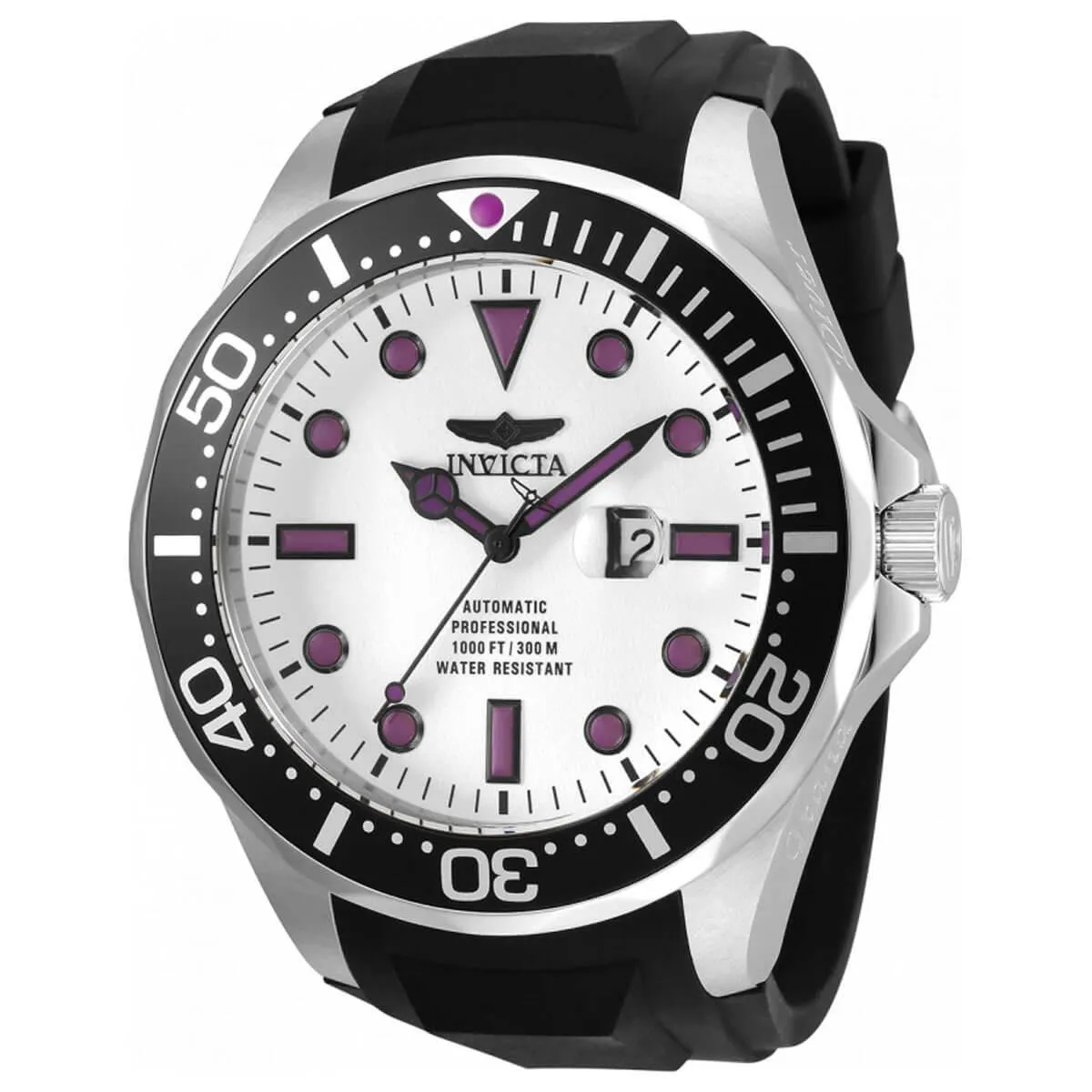 Invicta Men's Watch - Pro Diver White Dial Silver Tone Case Black Strap | 36434