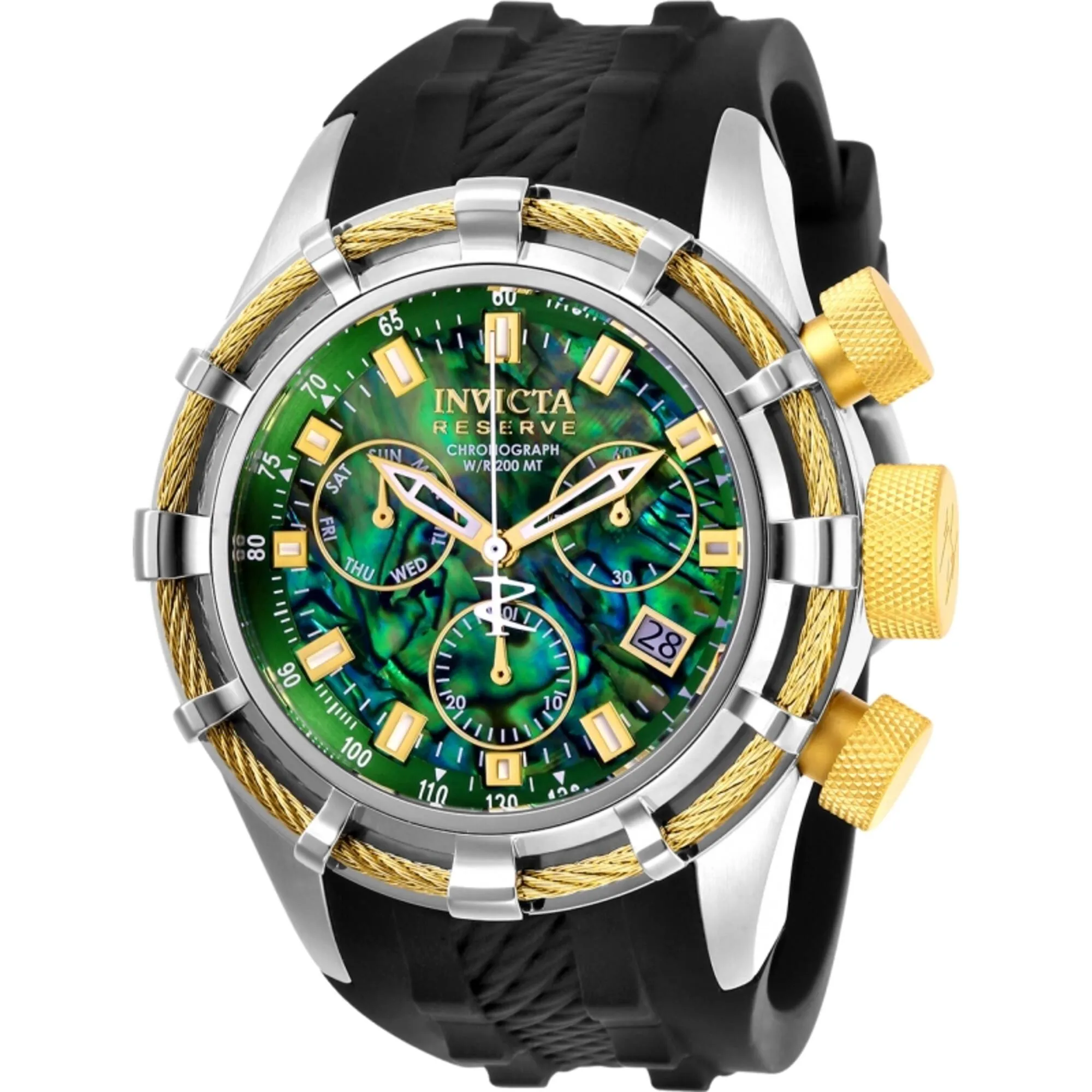 Invicta Men's Watch - Reserve Chronograph Green Abalone Dial Black Strap | 26193