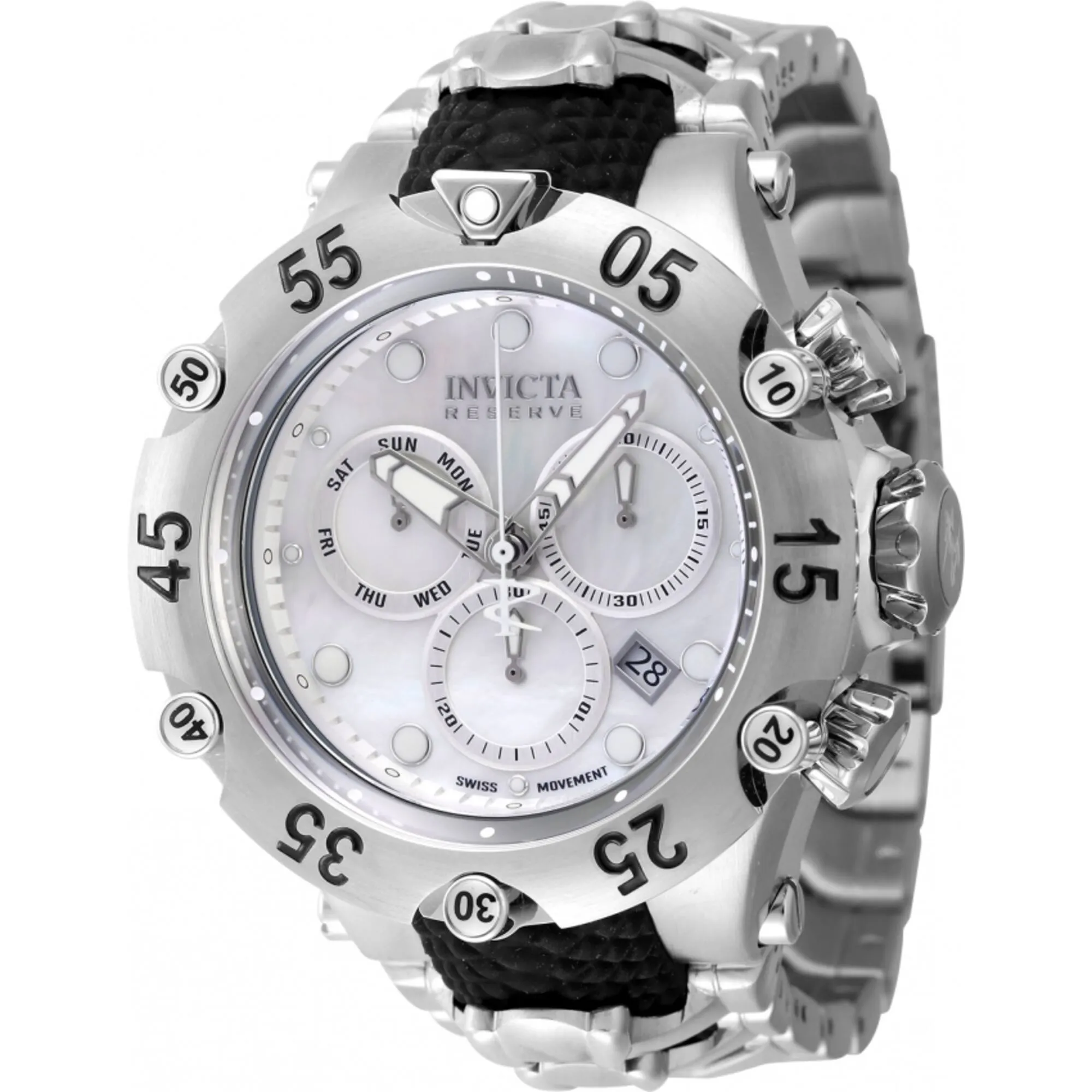 Invicta Men's Watch - Reserve Chronograph Quartz White, Silver Dial Bracelet | 47156