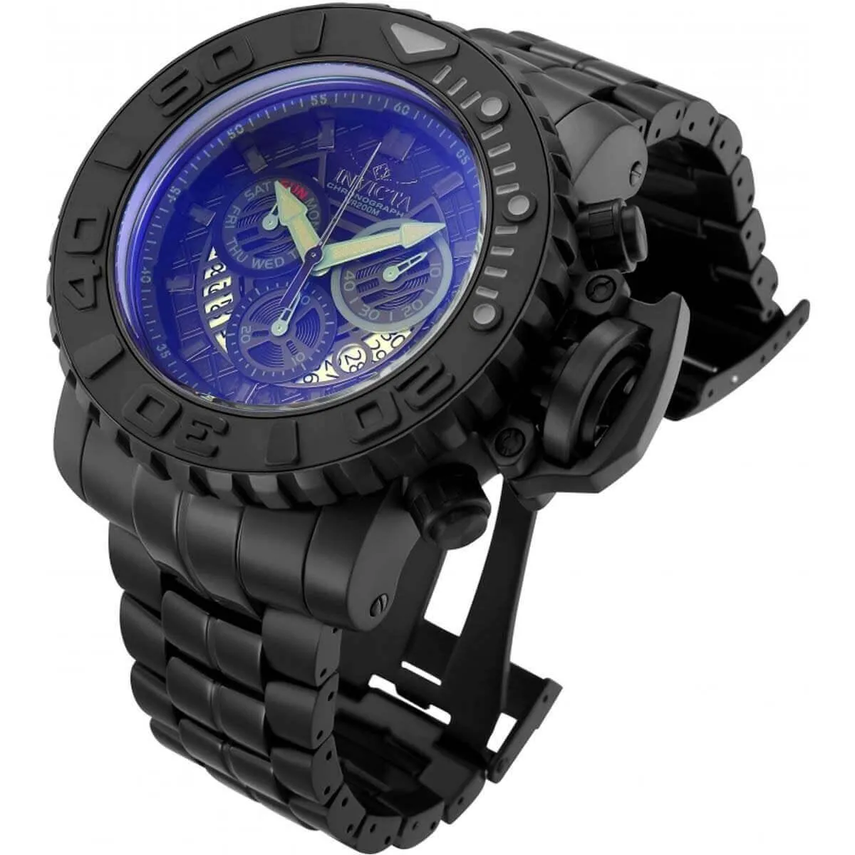 Invicta Men's Watch - Sea Hunter Chronograph Black Stainless Steel Bracelet | 32644