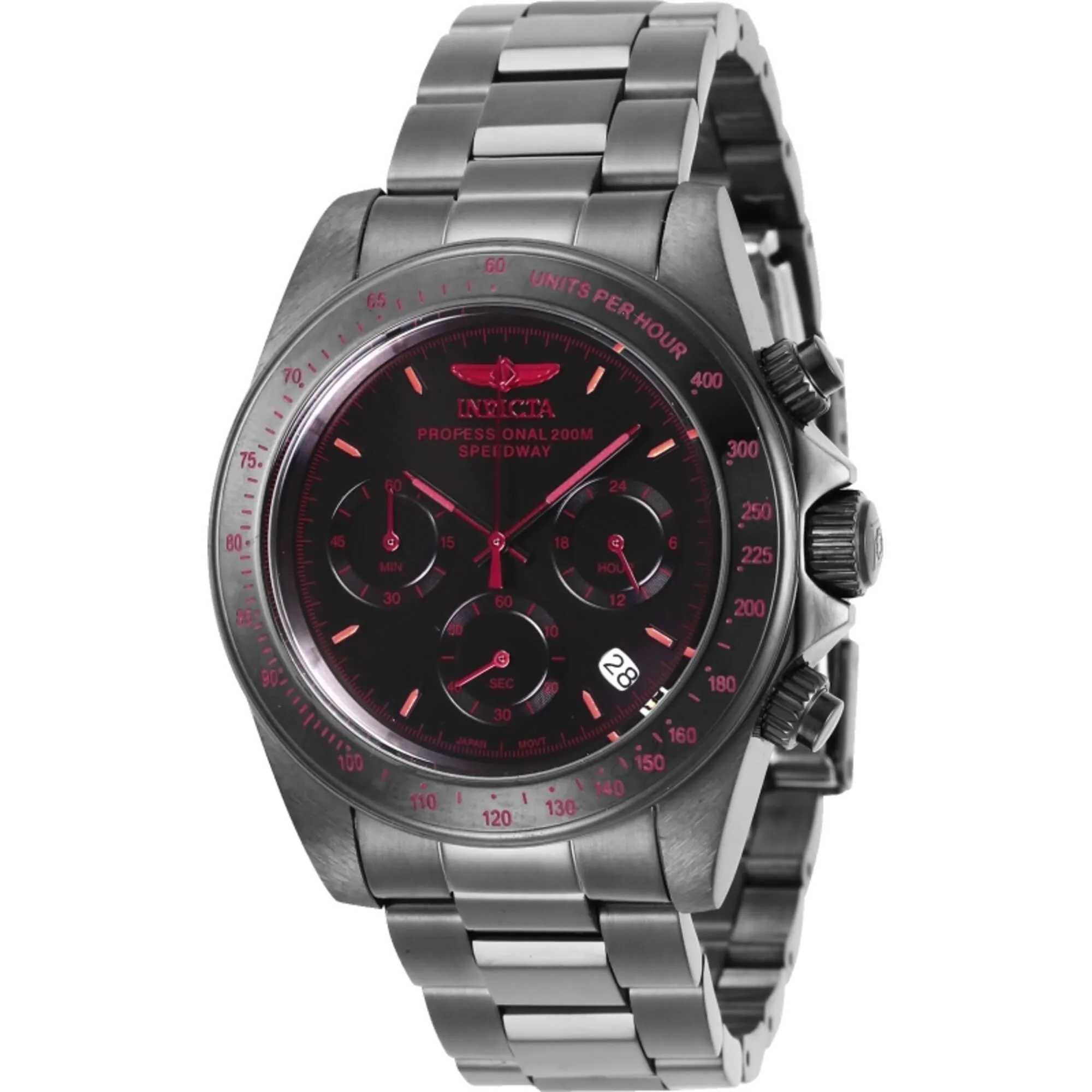 Invicta Men's Watch - Speedway Chronograph Black Dial Gunmetal Steel Bracelet | 27771
