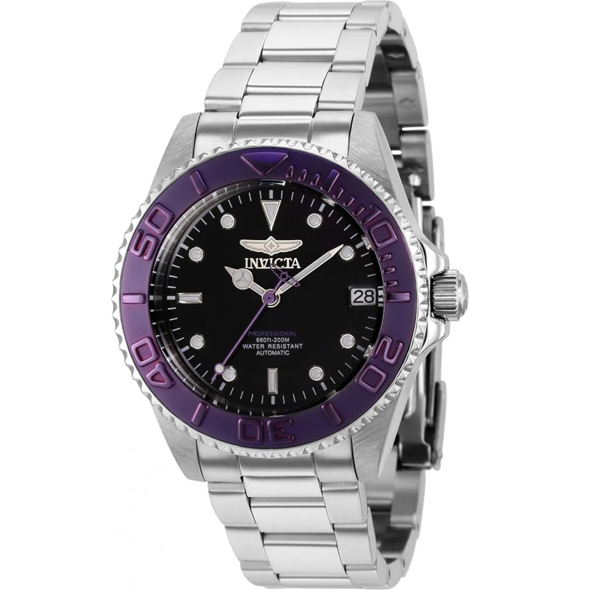 Invicta Women's Automatic Watch - Pro Diver Black Dial Silver Steel Bracelet | 36769