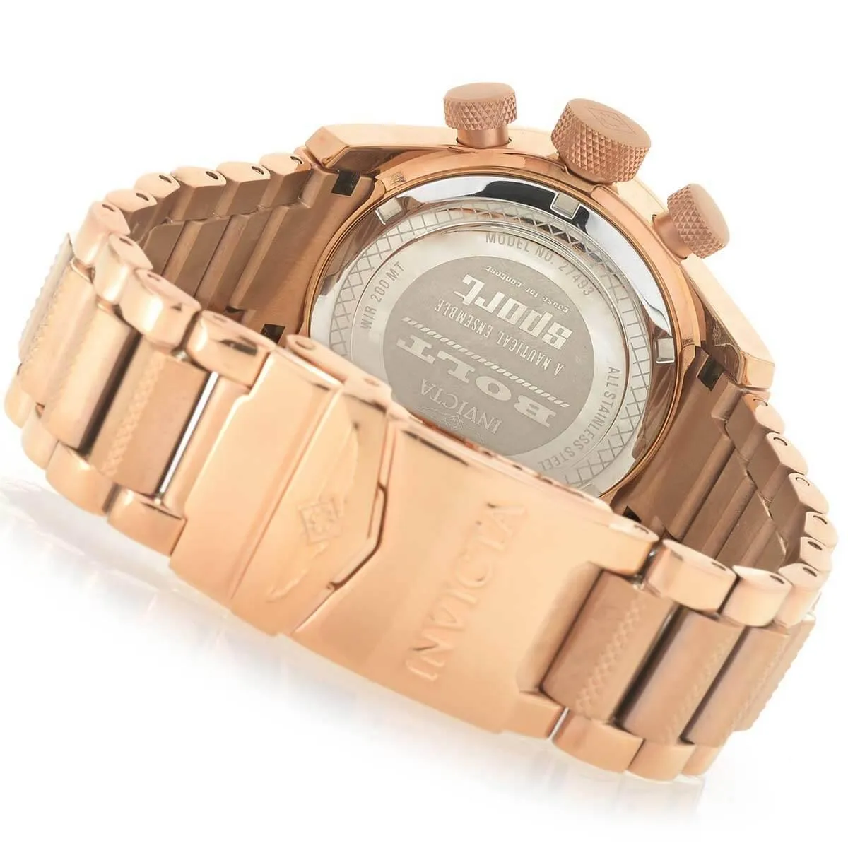 Invicta Women's Chronograph Watch - Bolt Silver Tone Dial Rose Gold Bracelet | 27493