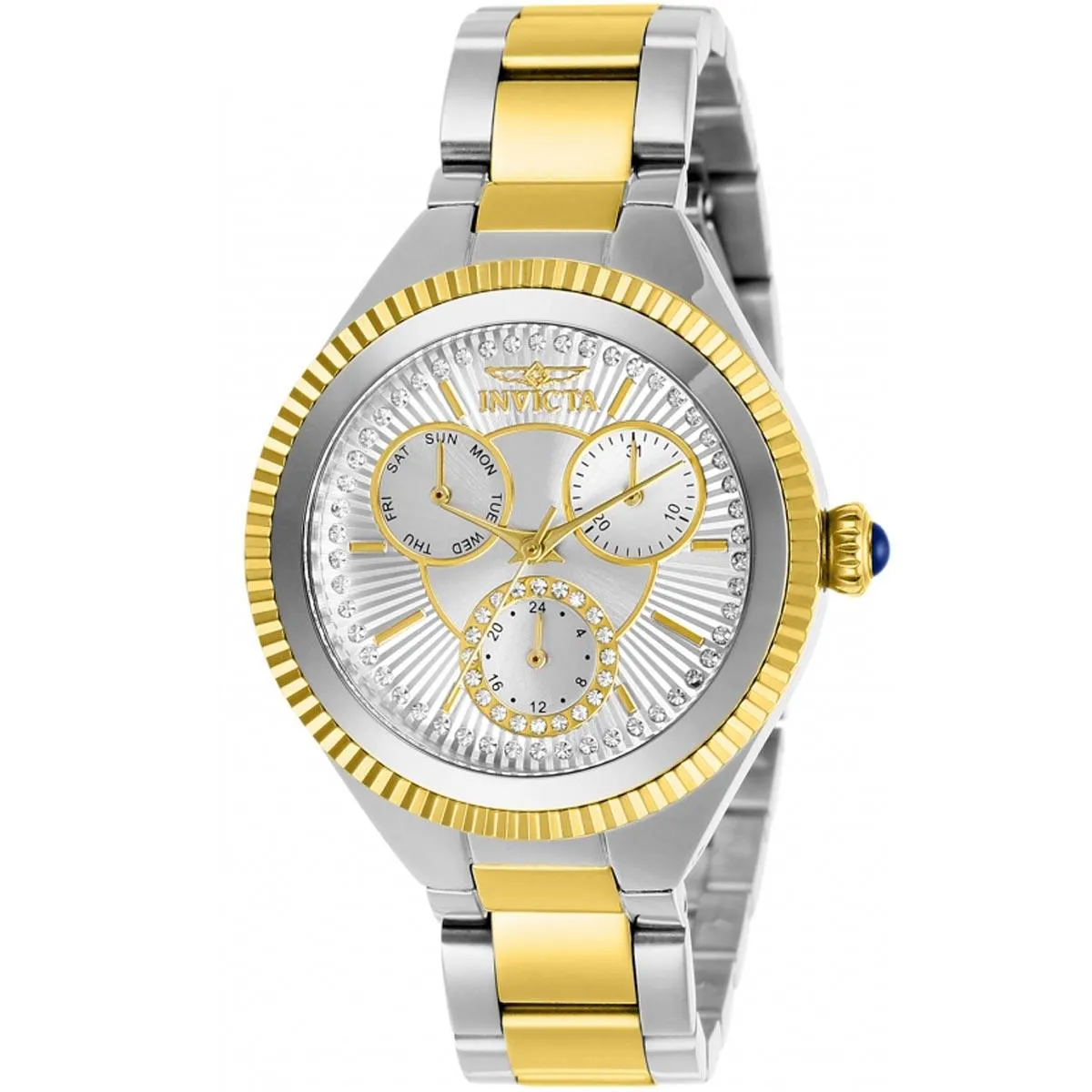 Invicta Women's Crystal Watch - Angel Quartz Silver Dial Two Tone Bracelet | 28350