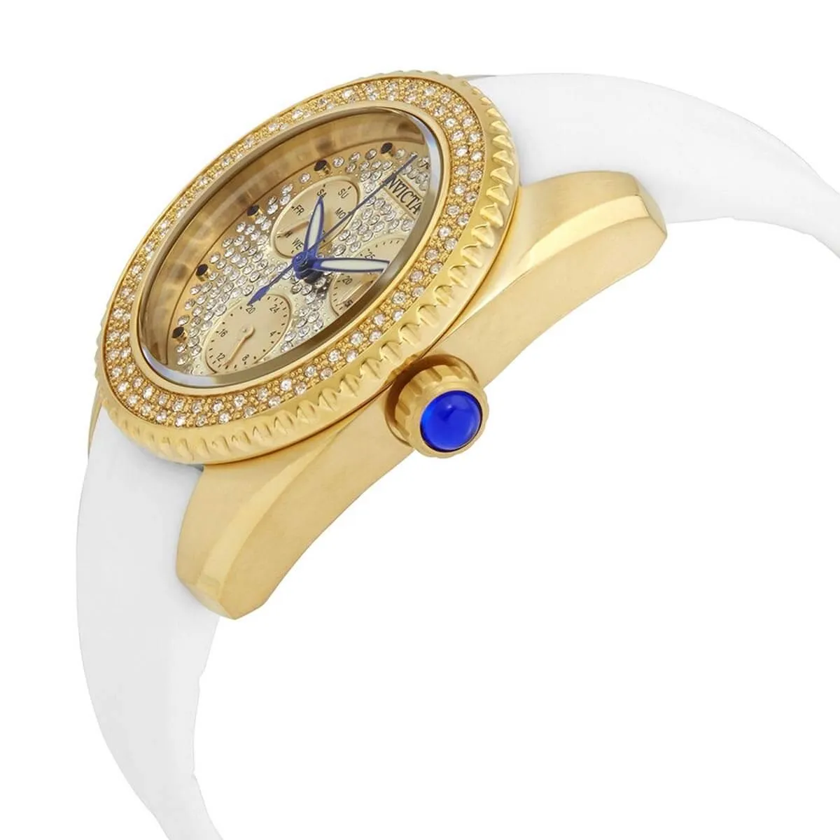 Invicta Women's Quartz Watch - Angel Yellow Gold Case White Rubber Strap | 28484