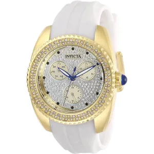 Invicta Women's Quartz Watch - Angel Yellow Gold Case White Rubber Strap | 28484