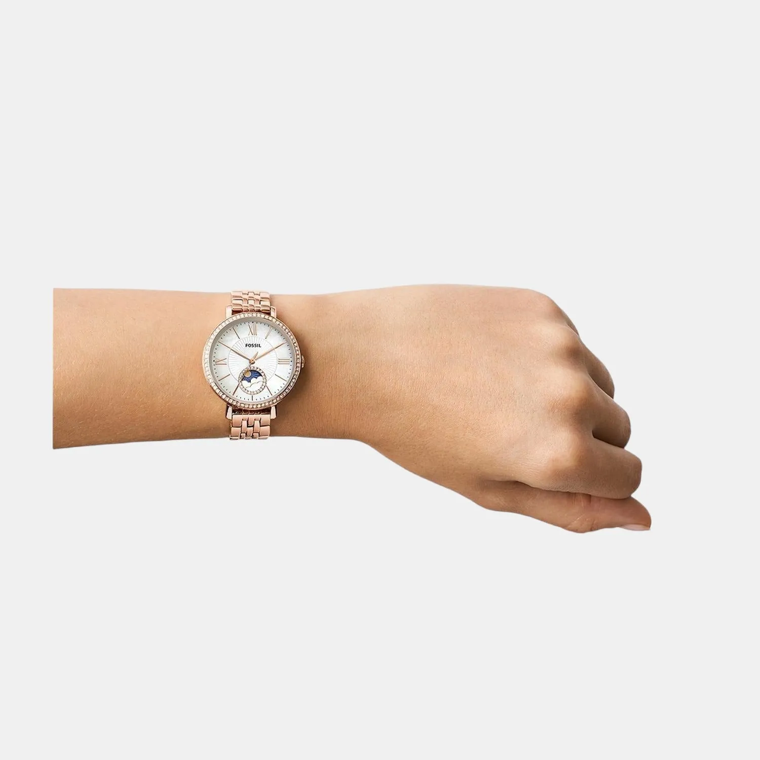 Jacqueline Sun Moon Women Quartz Mother-Of-Pearl Dial Analog Stainless Steel Watch ES5165