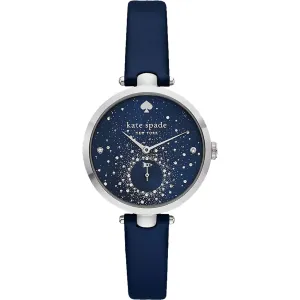 Kate Spade Women's Watch - Holland Quartz Crystal Blue Dial Leather Strap | KSW1848
