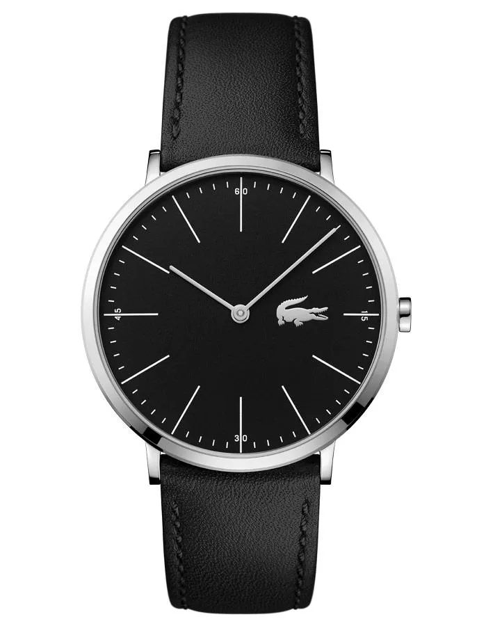 Lacoste Moon Ultra Slim Mens Watch - Stainless Steel Case - Black Dial & Strap