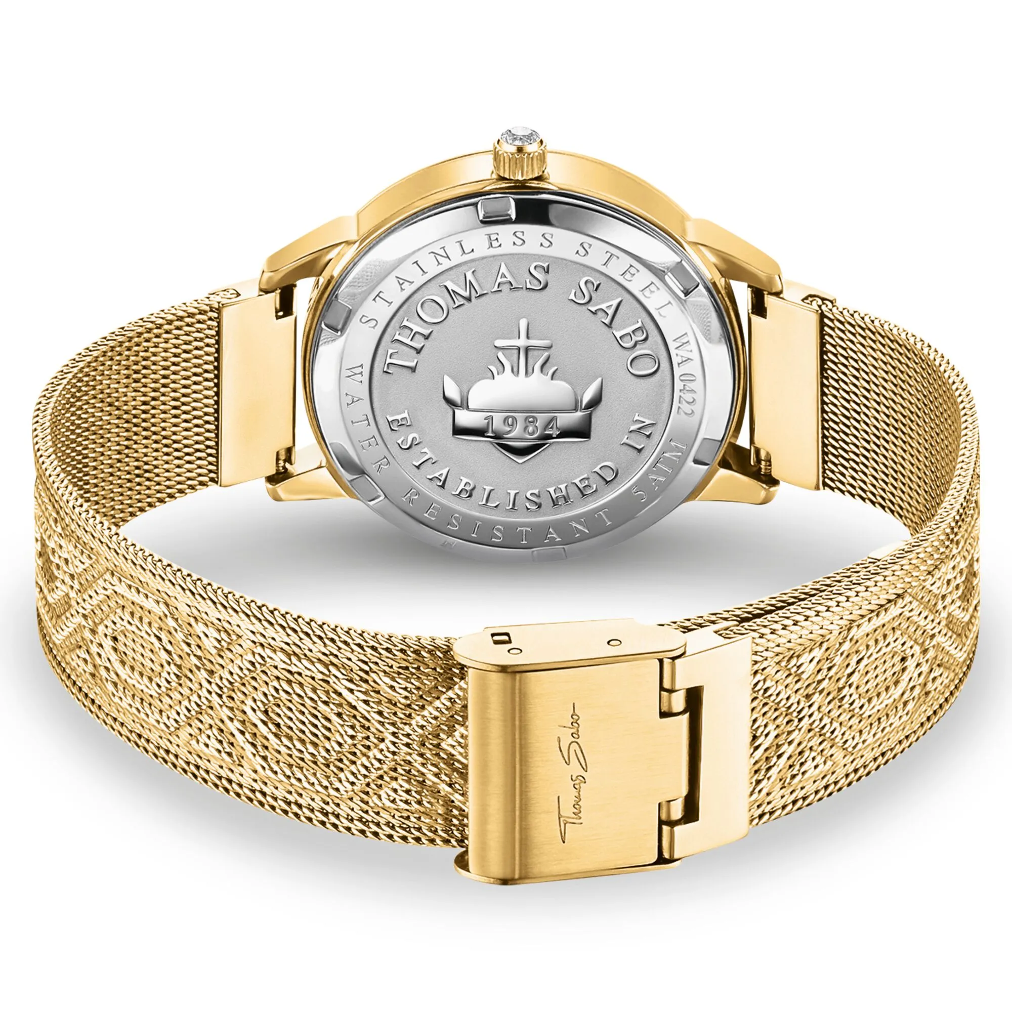 Ladies watch with dragonflies and stones gold-coloured (33 mm)