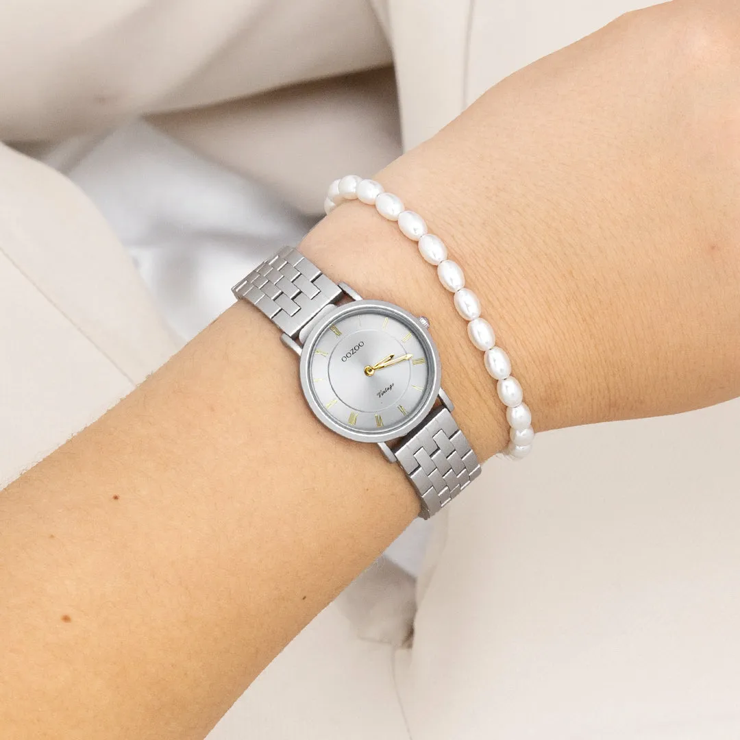 Light grey OOZOO watch with stainless steel bracelet - C20374