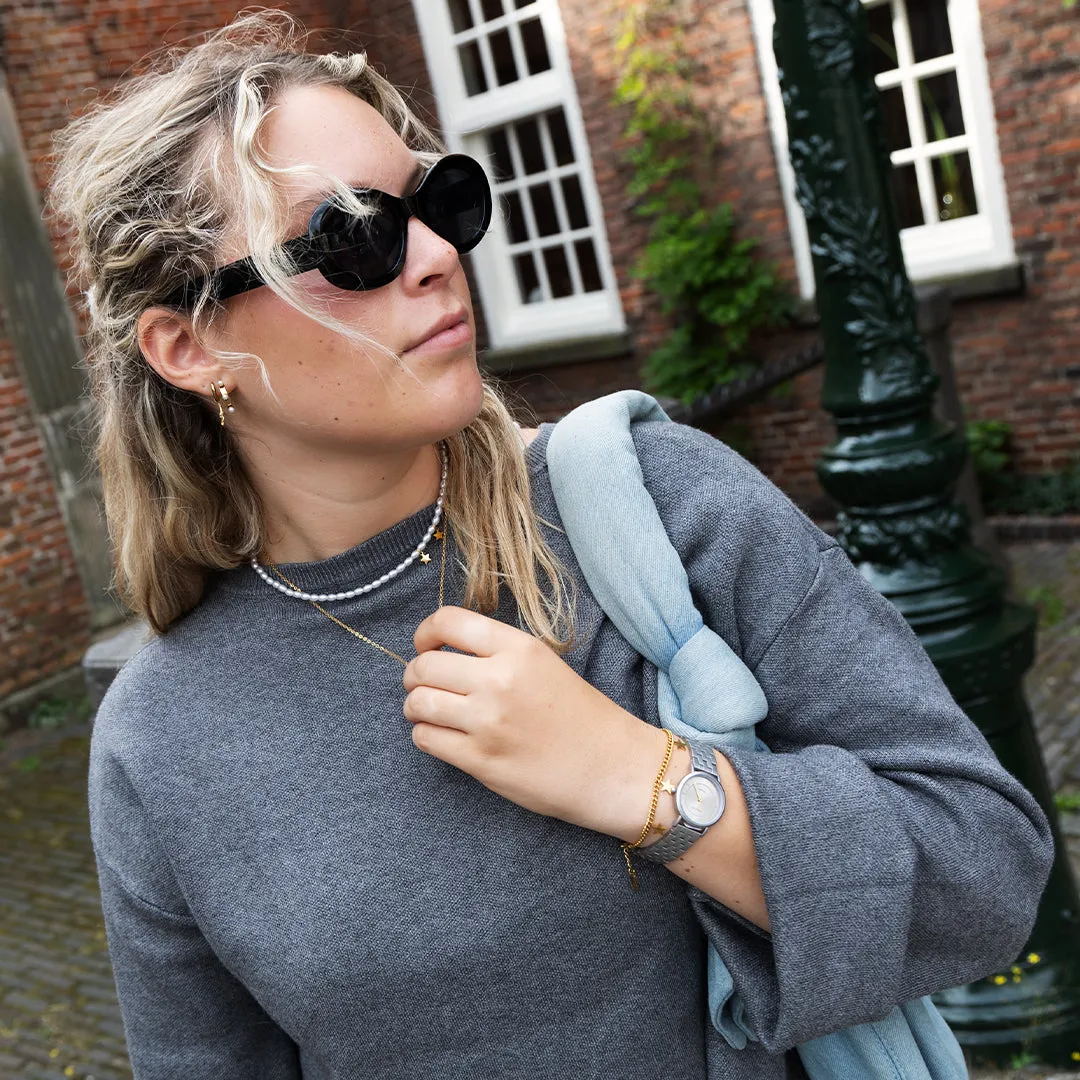 Light grey OOZOO watch with stainless steel bracelet - C20374