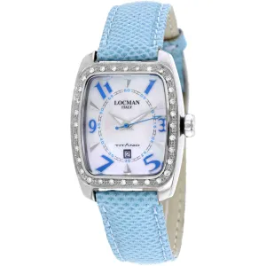Locman Women's Watch - Titanio White MOP Dial Blue Leather Strap | 483RMOPSK2D/BK KS