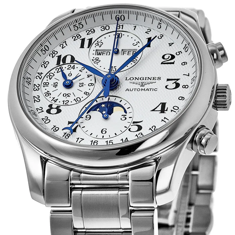 Longines Master Collection Moonphase 42mm Silver Chronograph Dial Steel Band Men's Watch L2.773.4.78.6