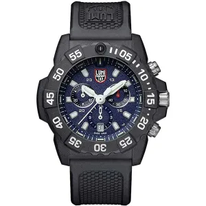 Luminox Men's Chronograph Watch - Navy Seal Blue Dial Black Rubber Strap | 3583