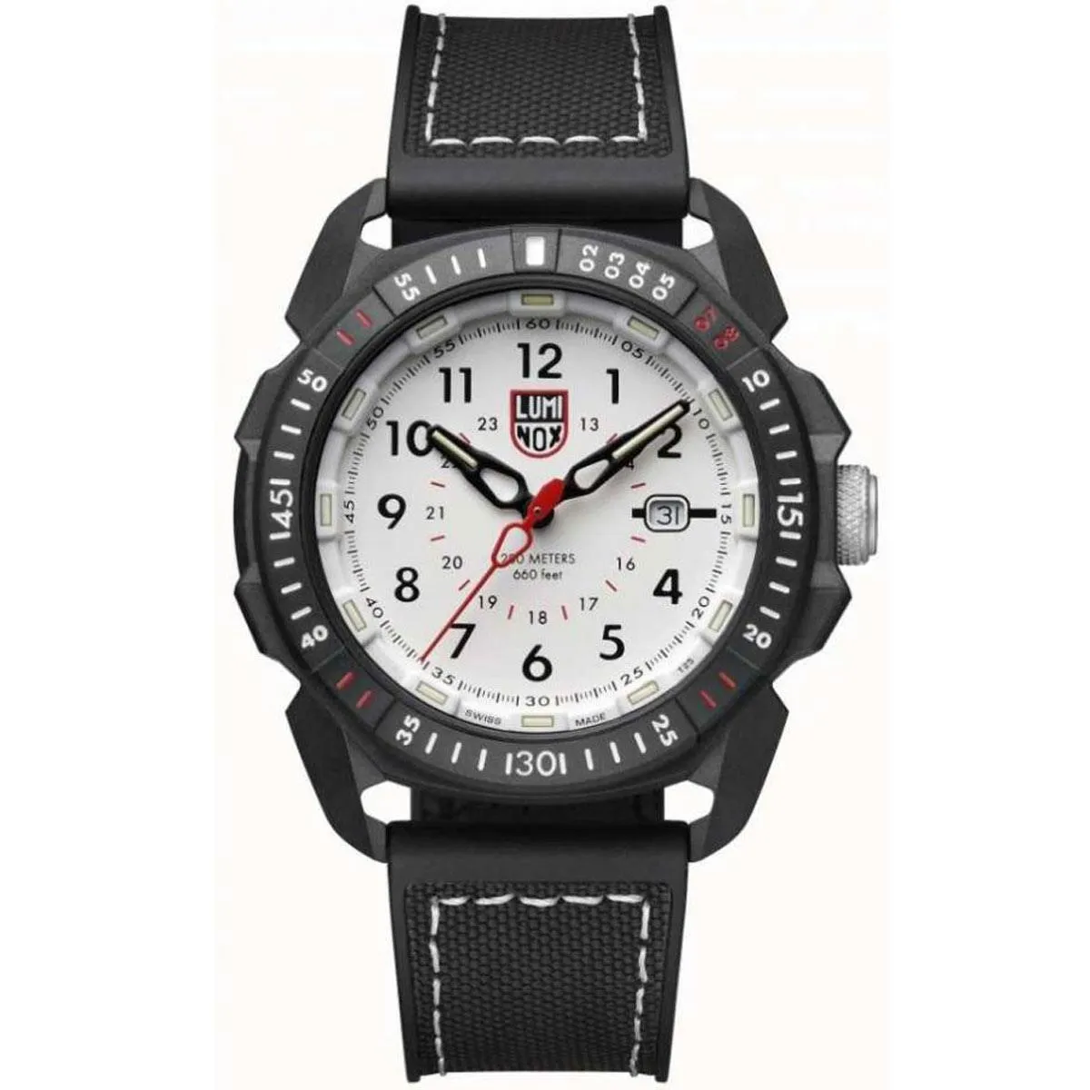 Luminox Men's Swiss Quartz Watch - Ice-Sar Arctic White Dial Black Strap Dive | 1007