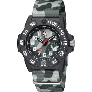 Luminox Men's Swiss Quartz Watch - Navy Seal Gray Camouflage Nylon Strap | 3507.PH.L