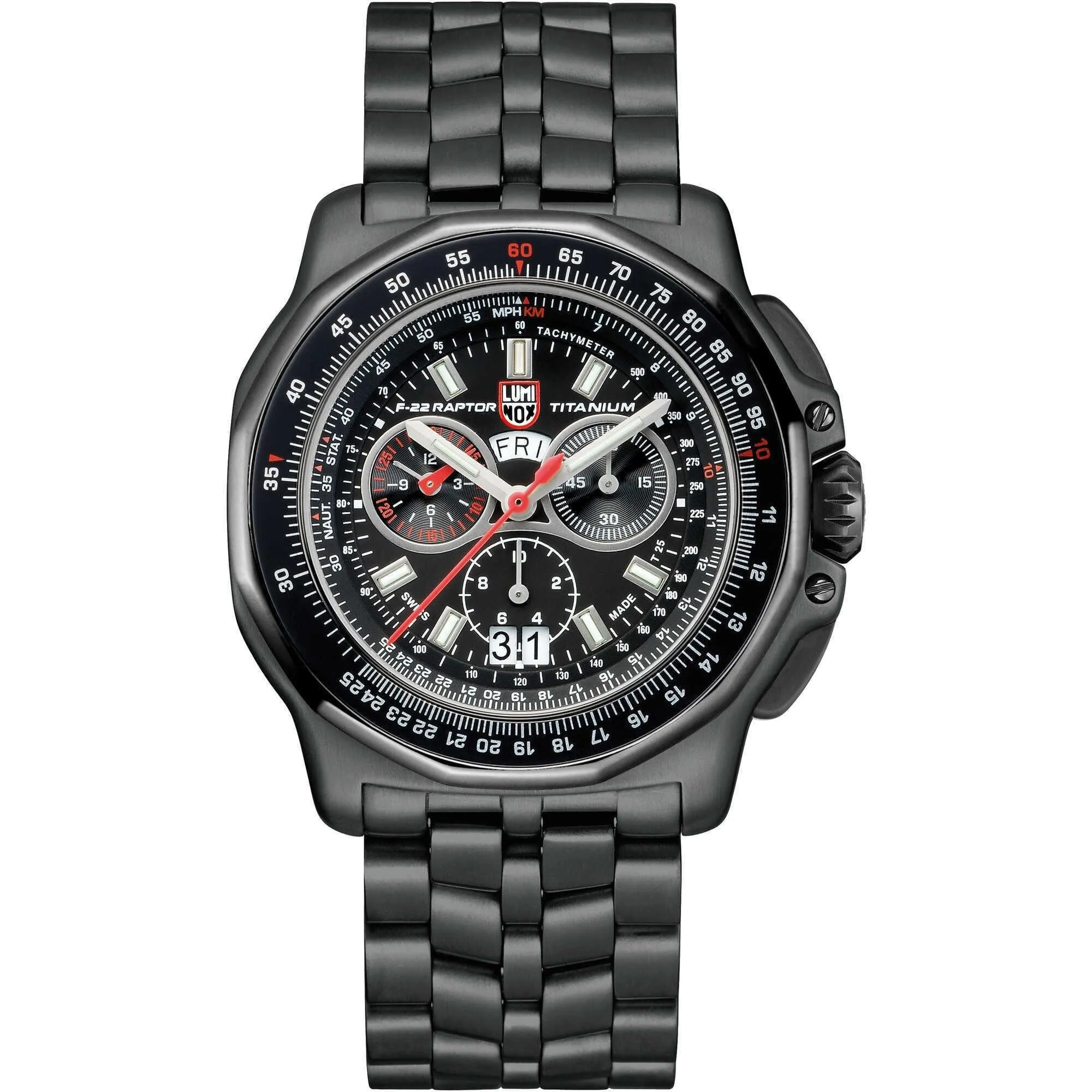 Luminox Men's Watch - F-22 Raptor Black Dial Titanium Bracelet Day-Date | XA.9272