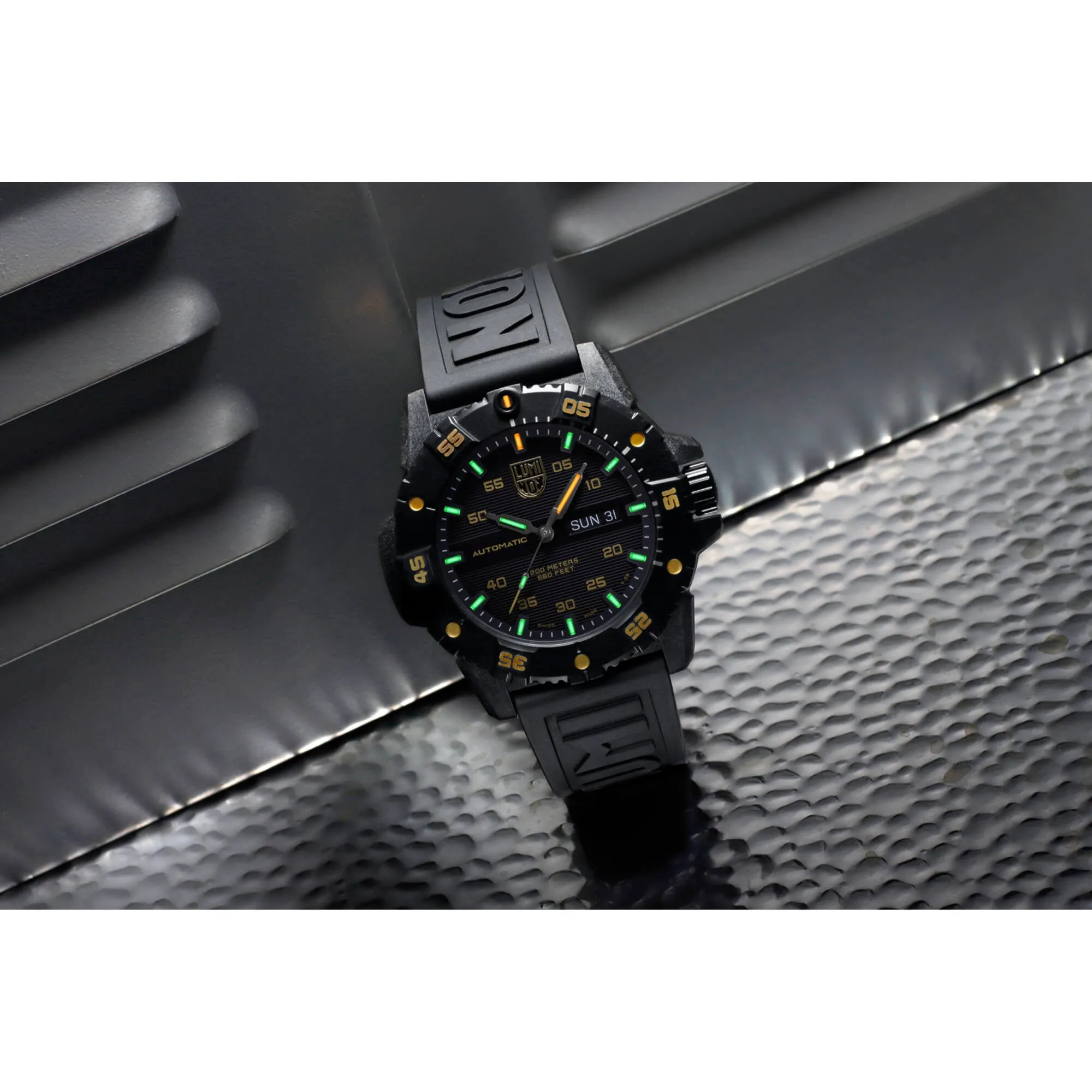 Luminox Men's Watch - Master Carbon Seal Automatic Black Dial Strap | XS.3865.GOLD
