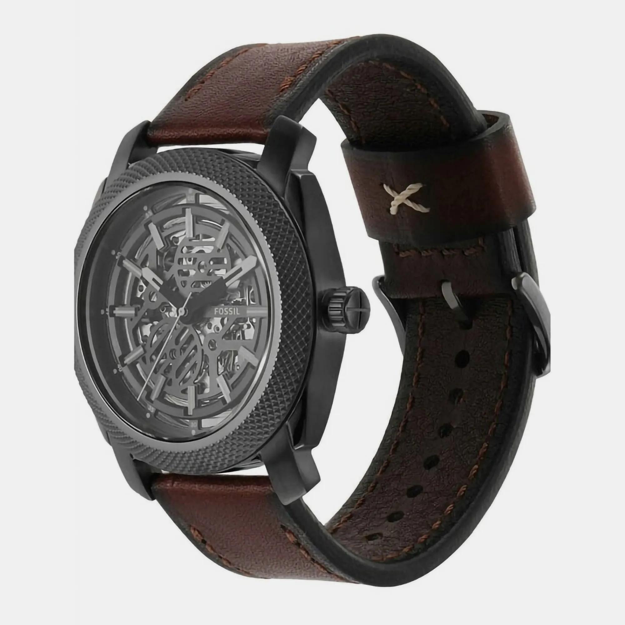 Machine Men Automatic Grey Dial Analog Leather Watch ME3254