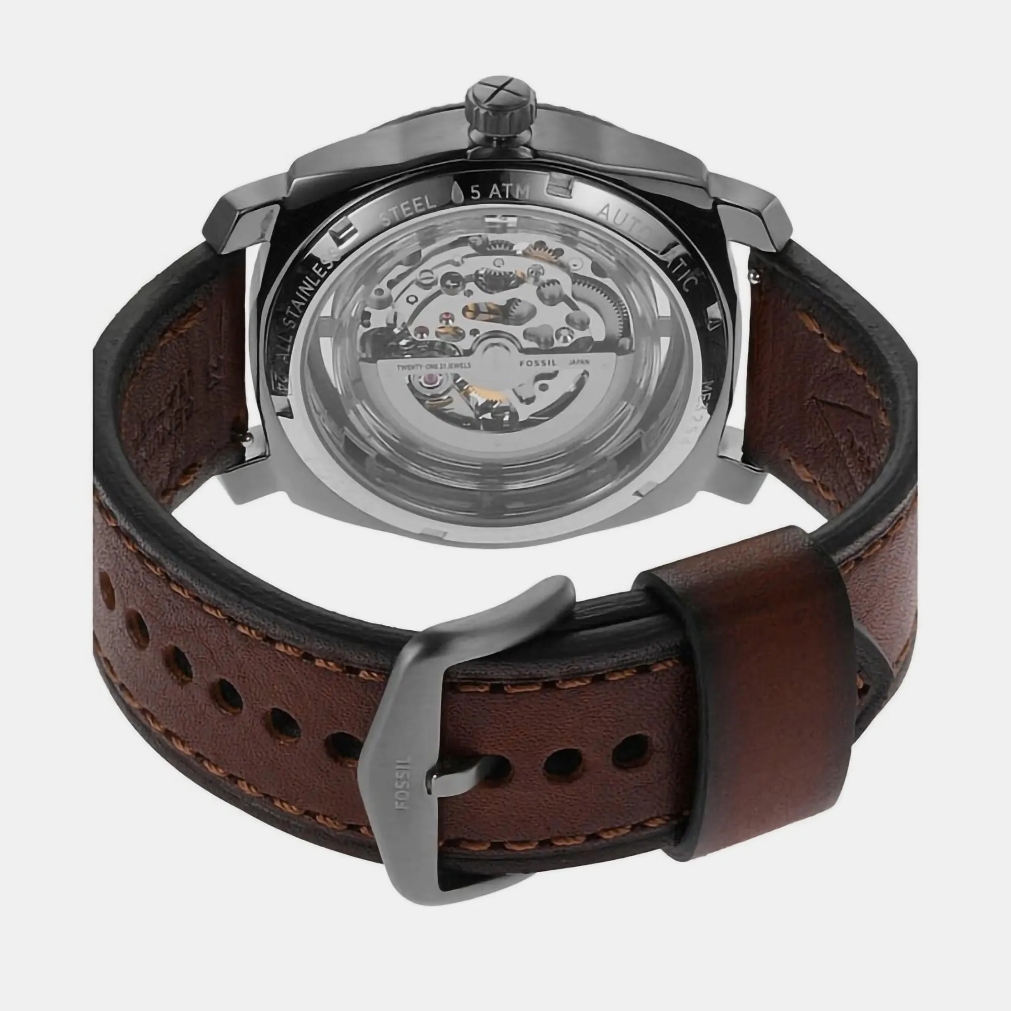 Machine Men Automatic Grey Dial Analog Leather Watch ME3254