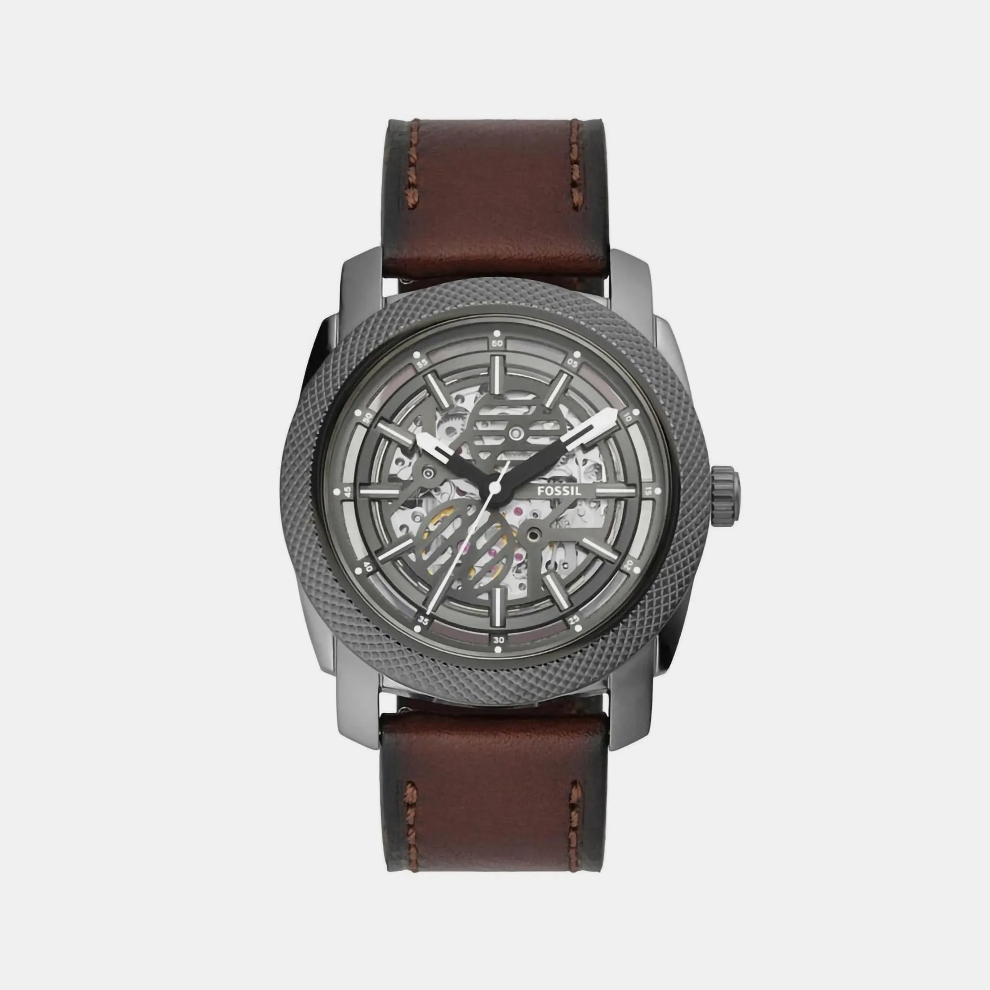 Machine Men Automatic Grey Dial Analog Leather Watch ME3254