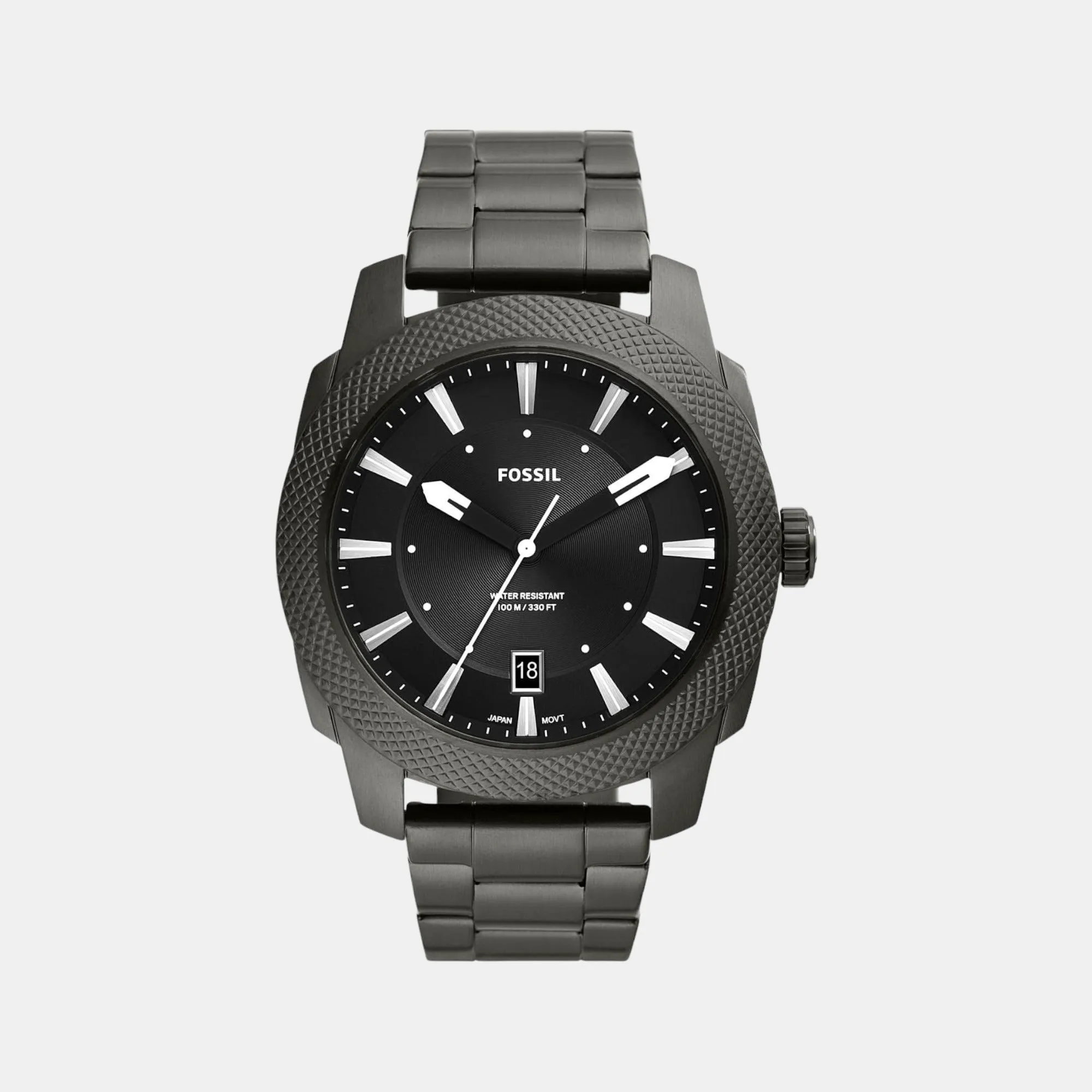 Machine Men Quartz Black Dial Analog Stainless Steel Watch FS5970