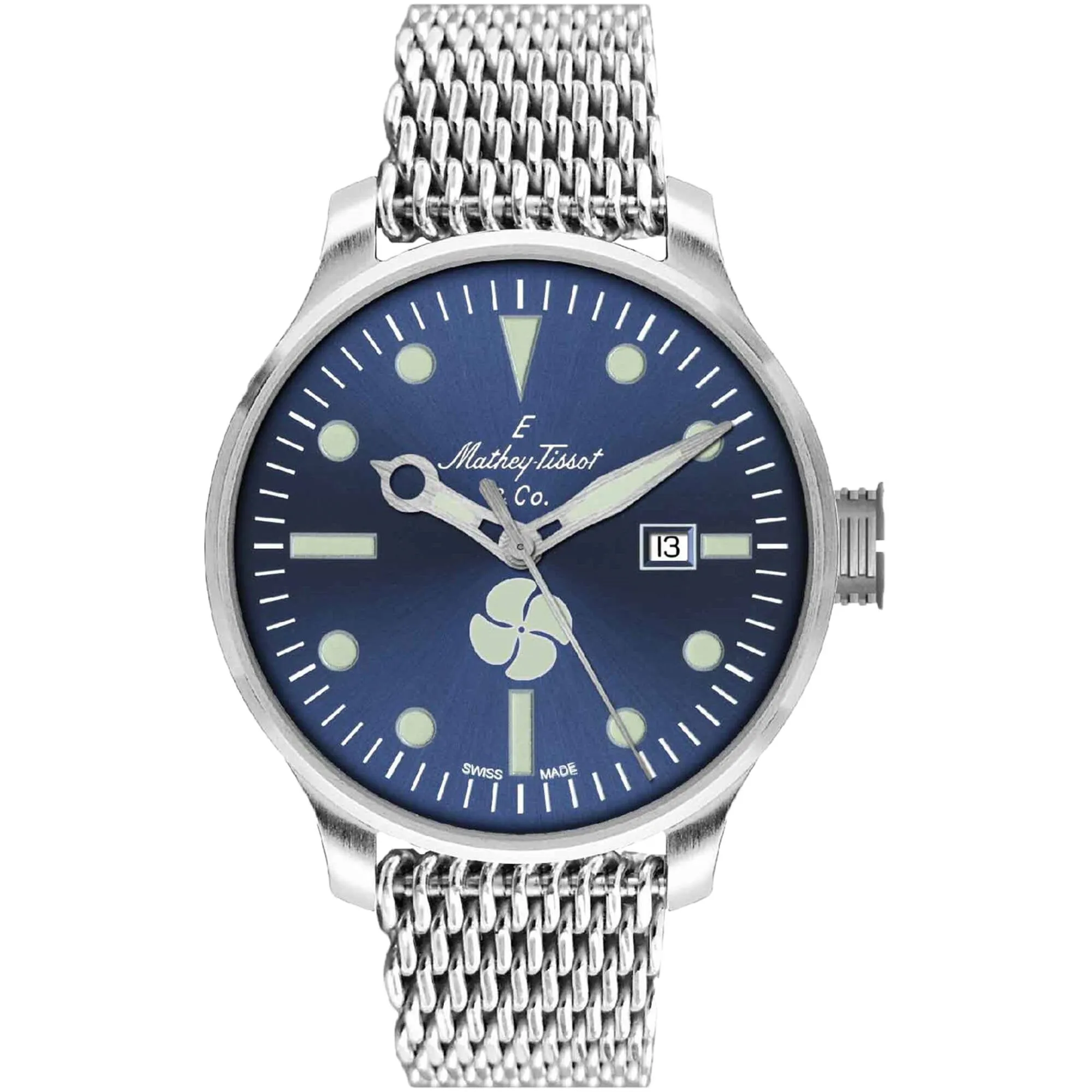Mathey Tissot Men's Watch - Elica Automatic Blue Dial Steel Bracelet | U121ABU