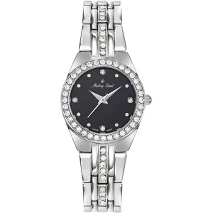 Mathey Tissot Women's Watch - FLEURY 2581 Black Dial Silver Tone Bracelet | D2580AN