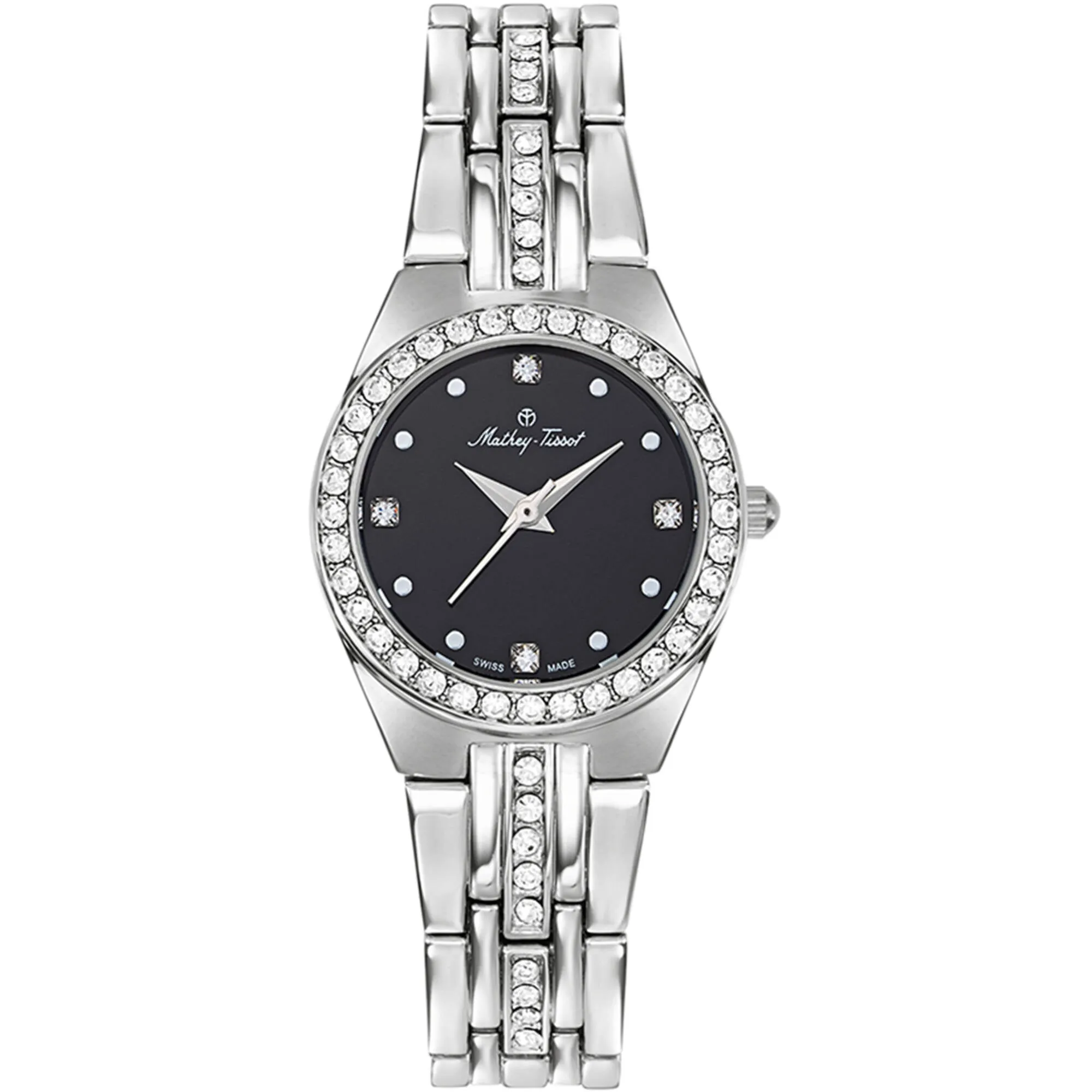 Mathey Tissot Women's Watch - FLEURY 2581 Black Dial Silver Tone Bracelet | D2580AN