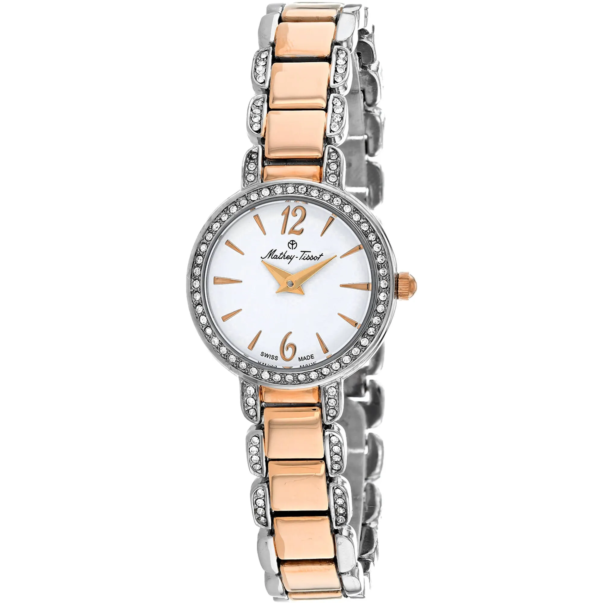 Mathey Tissot Women's Watch - Fleury Quartz White Dial Two Tone Bracelet | D6532BI