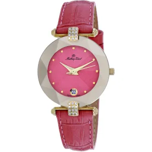 Mathey Tissot Women's Watch - Pyramide Quartz Pink Dial Leather Strap | P317M