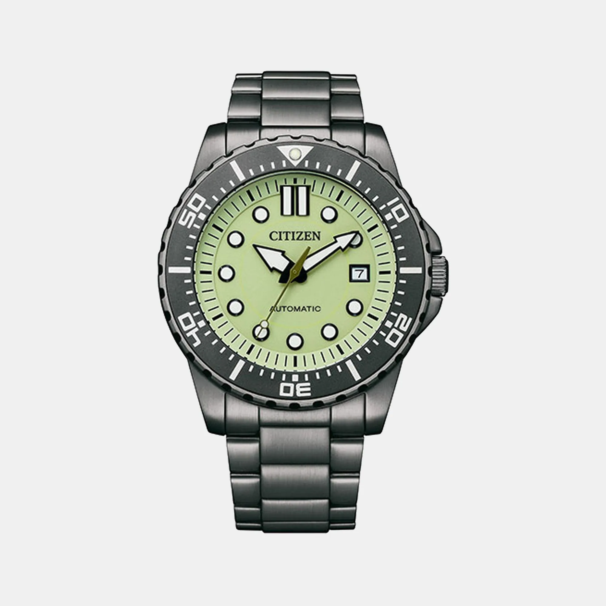 Men Automatic Green Dial Analog Stainless Steel Watch NJ0177-84X