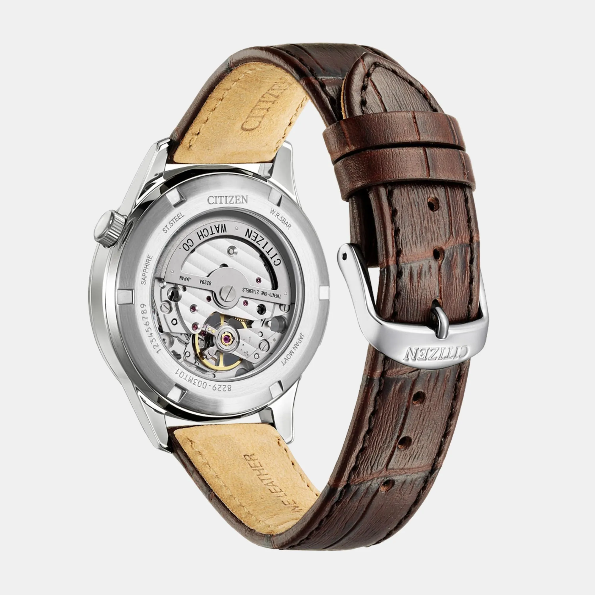 Men Automatic White Dial Analog Leather Watch NH9130-17A