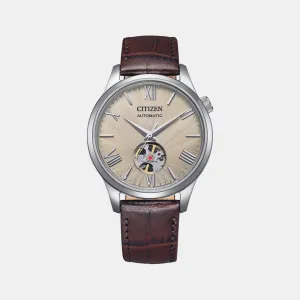Men Automatic White Dial Analog Leather Watch NH9130-17A