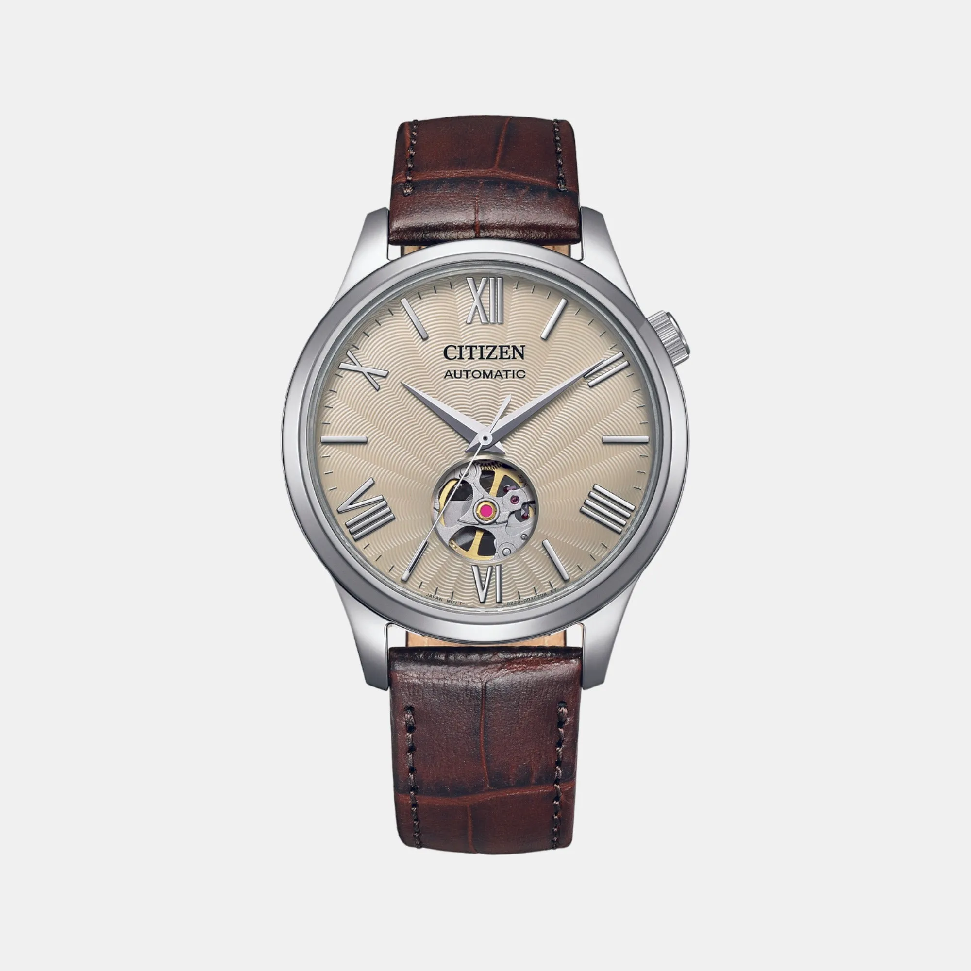 Men Automatic White Dial Analog Leather Watch NH9130-17A