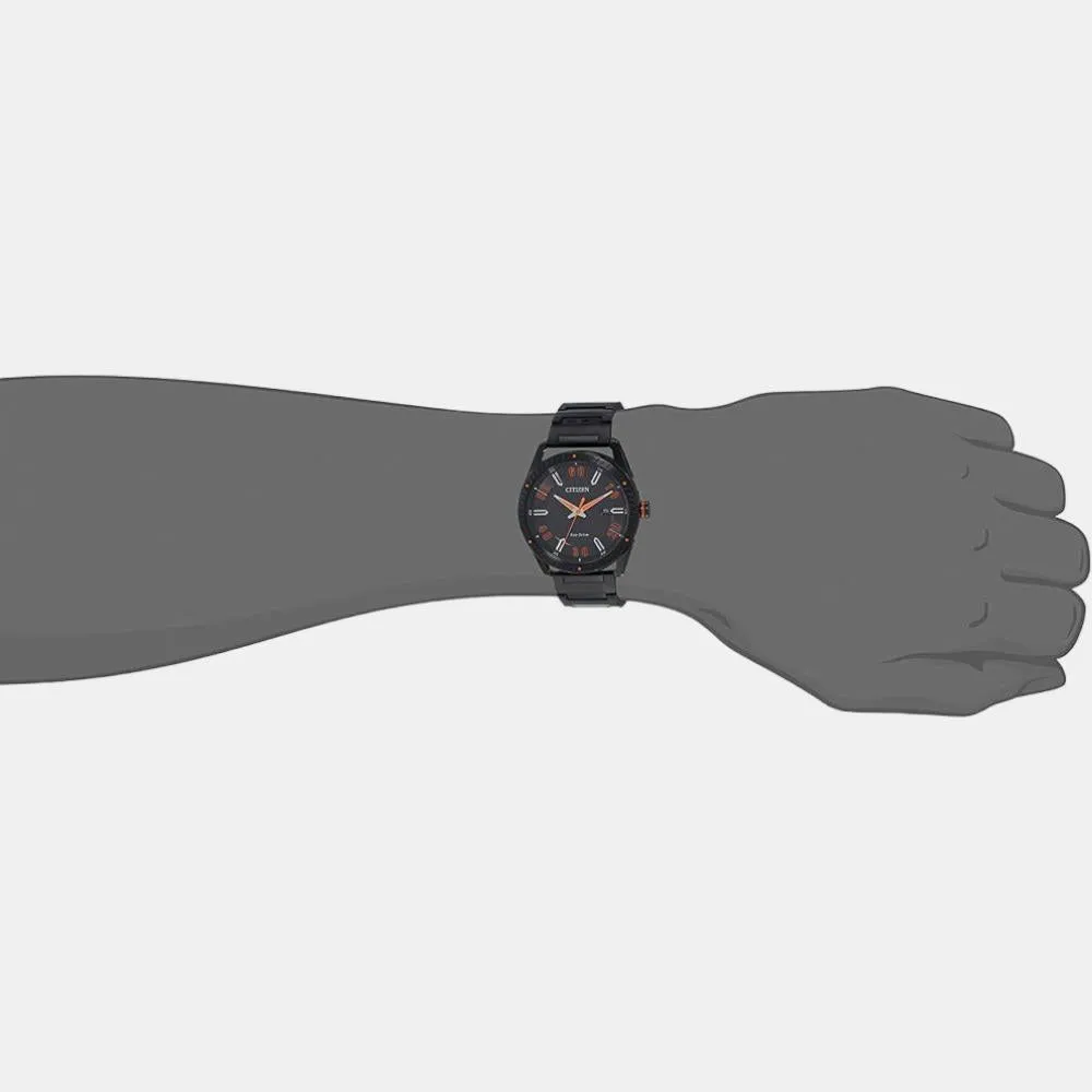 Men's Black Analog Stainless Steel Eco-Drive Watch BM6998-88E