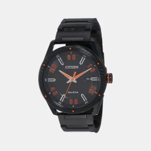 Men's Black Analog Stainless Steel Eco-Drive Watch BM6998-88E