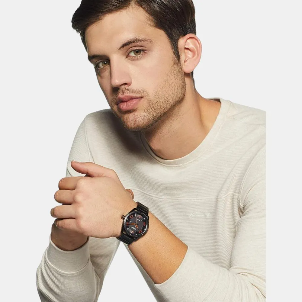 Men's Black Analog Stainless Steel Eco-Drive Watch BM6998-88E
